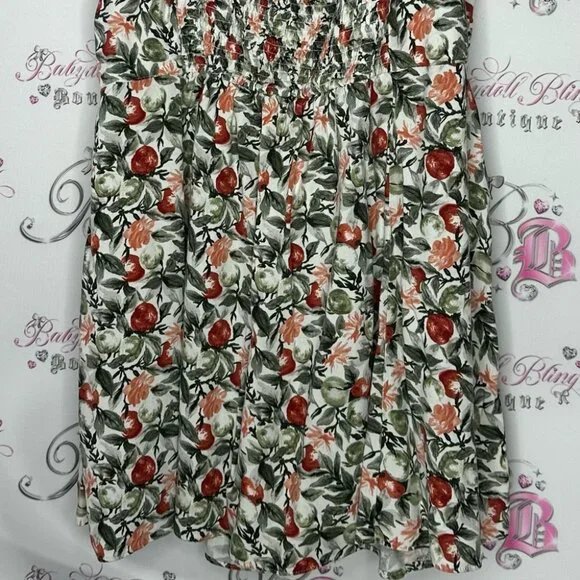 Abercrombie and fitch dress milkmaid flowers orange green Floral Print Dress - Picture 8 of 9